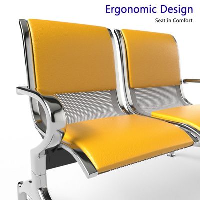 Mahmayi JX 2-Seater Outdoor Bench with Cushions, Seating with Anti Slip Rubber Pad, Ergonomic Design with Curved Armrest, Comfortable and Versatile for Office, Outdoor and Bank - Yellow