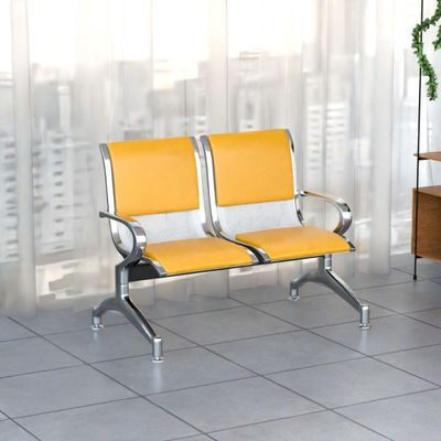 Mahmayi JX 2-Seater Outdoor Bench with Cushions, Seating with Anti Slip Rubber Pad, Ergonomic Design with Curved Armrest, Comfortable and Versatile for Office, Outdoor and Bank - Yellow