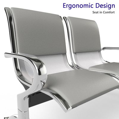 Mahmayi JX 2-Seater Outdoor Bench with Cushions, Seating with Anti Slip Rubber Pad, Ergonomic Design with Curved Armrest, Comfortable and Versatile for Office, Outdoor and Bank - Grey