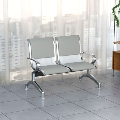 Mahmayi JX 2-Seater Outdoor Bench with Cushions, Seating with Anti Slip Rubber Pad, Ergonomic Design with Curved Armrest, Comfortable and Versatile for Office, Outdoor and Bank - Grey