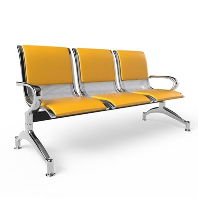 Mahmayi JX 3-Seater Outdoor Bench with Cushions, Seating with Anti Slip Rubber Pad, Ergonomic Design with Curved Armrest, Comfortable and Versatile for Office, Outdoor and Bank - Yellow