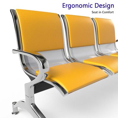 Mahmayi JX 3-Seater Outdoor Bench with Cushions, Seating with Anti Slip Rubber Pad, Ergonomic Design with Curved Armrest, Comfortable and Versatile for Office, Outdoor and Bank - Yellow