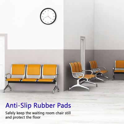 Mahmayi JX 3-Seater Outdoor Bench with Cushions, Seating with Anti Slip Rubber Pad, Ergonomic Design with Curved Armrest, Comfortable and Versatile for Office, Outdoor and Bank - Yellow