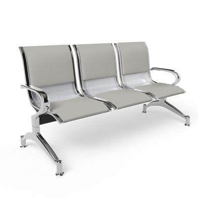 Mahmayi JX 3-Seater Outdoor Bench with Cushions, Seating with Anti Slip Rubber Pad, Ergonomic Design with Curved Armrest, Comfortable and Versatile for Office, Outdoor and Bank - Grey
