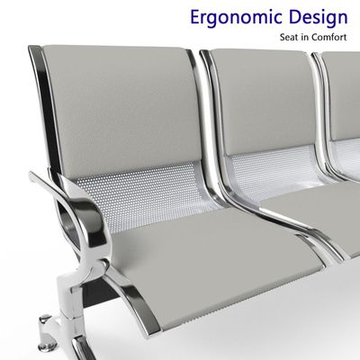 Mahmayi JX 3-Seater Outdoor Bench with Cushions, Seating with Anti Slip Rubber Pad, Ergonomic Design with Curved Armrest, Comfortable and Versatile for Office, Outdoor and Bank - Grey