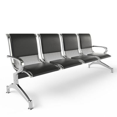 Mahmayi JX 4-Seater Outdoor Bench with Cushions, Seating with Anti Slip Rubber Pad, Ergonomic Design with Curved Armrest, Comfortable and Versatile for Office, Outdoor and Bank - Black