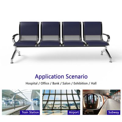 Mahmayi JX 4-Seater Outdoor Bench with Cushions, Seating with Anti Slip Rubber Pad, Ergonomic Design with Curved Armrest, Comfortable and Versatile for Office, Outdoor and Bank - Blue