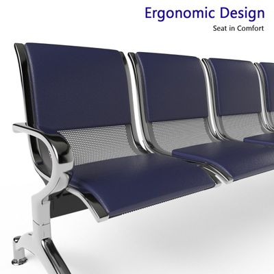 Mahmayi JX 4-Seater Outdoor Bench with Cushions, Seating with Anti Slip Rubber Pad, Ergonomic Design with Curved Armrest, Comfortable and Versatile for Office, Outdoor and Bank - Blue