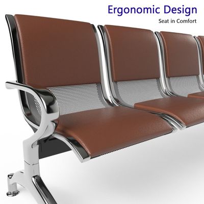 Mahmayi JX 4-Seater Outdoor Bench with Cushions, Seating with Anti Slip Rubber Pad, Ergonomic Design with Curved Armrest, Comfortable and Versatile for Office, Outdoor and Bank - Brown