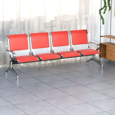 Mahmayi JX 4-Seater Outdoor Bench with Cushions, Seating with Anti Slip Rubber Pad, Ergonomic Design with Curved Armrest, Comfortable and Versatile for Office, Outdoor and Bank - Red