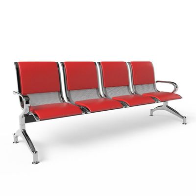 Mahmayi JX 4-Seater Outdoor Bench with Cushions, Seating with Anti Slip Rubber Pad, Ergonomic Design with Curved Armrest, Comfortable and Versatile for Office, Outdoor and Bank - Red