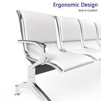 Mahmayi JX 4-Seater Outdoor Bench with Cushions, Seating with Anti Slip Rubber Pad, Ergonomic Design with Curved Armrest, Comfortable and Versatile for Office, Outdoor and Bank - White