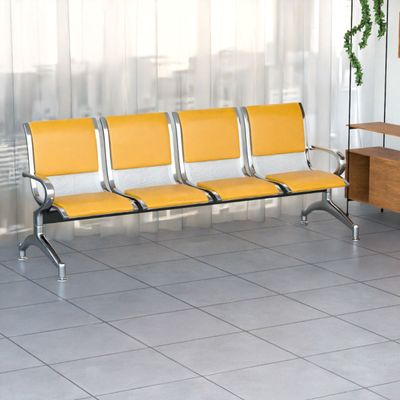 Mahmayi JX 4-Seater Outdoor Bench with Cushions, Seating with Anti Slip Rubber Pad, Ergonomic Design with Curved Armrest, Comfortable and Versatile for Office, Outdoor and Bank - Yellow