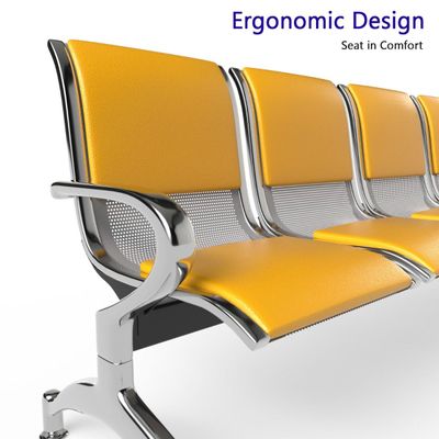Mahmayi JX 4-Seater Outdoor Bench with Cushions, Seating with Anti Slip Rubber Pad, Ergonomic Design with Curved Armrest, Comfortable and Versatile for Office, Outdoor and Bank - Yellow