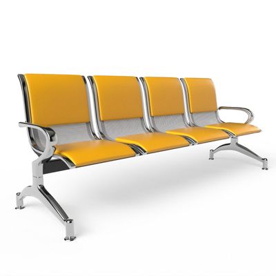 Mahmayi JX 4-Seater Outdoor Bench with Cushions, Seating with Anti Slip Rubber Pad, Ergonomic Design with Curved Armrest, Comfortable and Versatile for Office, Outdoor and Bank - Yellow