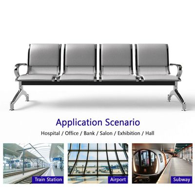 Mahmayi JX 4-Seater Outdoor Bench with Cushions, Seating with Anti Slip Rubber Pad, Ergonomic Design with Curved Armrest, Comfortable and Versatile for Office, Outdoor and Bank - Grey