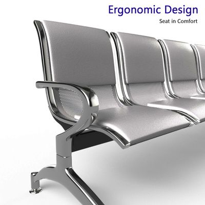Mahmayi JX 4-Seater Outdoor Bench with Cushions, Seating with Anti Slip Rubber Pad, Ergonomic Design with Curved Armrest, Comfortable and Versatile for Office, Outdoor and Bank - Grey