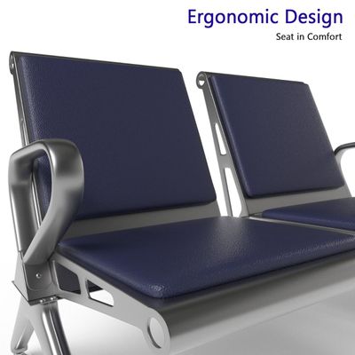 Mahmayi HF 2-Seater Outdoor Bench with Cushions, Seating with Anti Slip Rubber Pad, Ergonomic Design with Curved Armrest, Comfortable and Versatile for Office, Outdoor and Bank - Blue