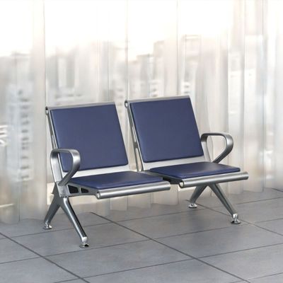 Mahmayi HF 2-Seater Outdoor Bench with Cushions, Seating with Anti Slip Rubber Pad, Ergonomic Design with Curved Armrest, Comfortable and Versatile for Office, Outdoor and Bank - Blue
