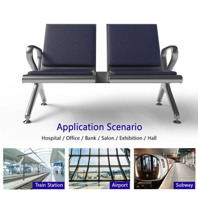 Mahmayi HF 2-Seater Outdoor Bench with Cushions, Seating with Anti Slip Rubber Pad, Ergonomic Design with Curved Armrest, Comfortable and Versatile for Office, Outdoor and Bank - Blue