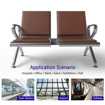 Mahmayi HF 2-Seater Outdoor Bench with Cushions, Seating with Anti Slip Rubber Pad, Ergonomic Design with Curved Armrest, Comfortable and Versatile for Office, Outdoor and Bank - Brown