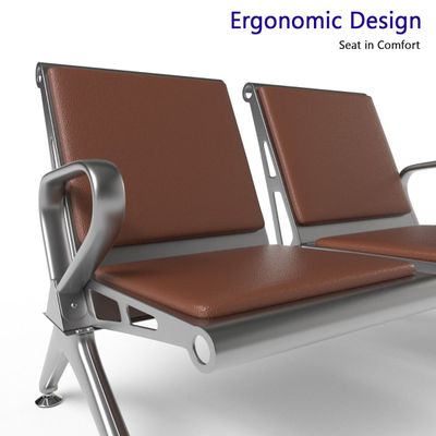 Mahmayi HF 2-Seater Outdoor Bench with Cushions, Seating with Anti Slip Rubber Pad, Ergonomic Design with Curved Armrest, Comfortable and Versatile for Office, Outdoor and Bank - Brown