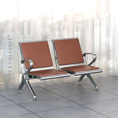 Mahmayi HF 2-Seater Outdoor Bench with Cushions, Seating with Anti Slip Rubber Pad, Ergonomic Design with Curved Armrest, Comfortable and Versatile for Office, Outdoor and Bank - Brown