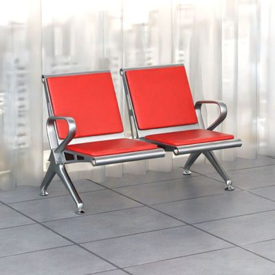 Mahmayi HF 2-Seater Outdoor Bench with Cushions, Seating with Anti Slip Rubber Pad, Ergonomic Design with Curved Armrest, Comfortable and Versatile for Office, Outdoor and Bank - Red