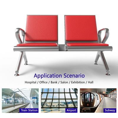 Mahmayi HF 2-Seater Outdoor Bench with Cushions, Seating with Anti Slip Rubber Pad, Ergonomic Design with Curved Armrest, Comfortable and Versatile for Office, Outdoor and Bank - Red