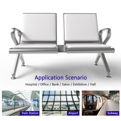 Mahmayi HF 2-Seater Outdoor Bench with Cushions, Seating with Anti Slip Rubber Pad, Ergonomic Design with Curved Armrest, Comfortable and Versatile for Office, Outdoor and Bank - White