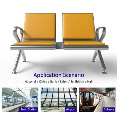 Mahmayi HF 2-Seater Outdoor Bench with Cushions, Seating with Anti Slip Rubber Pad, Ergonomic Design with Curved Armrest, Comfortable and Versatile for Office, Outdoor and Bank - Yellow