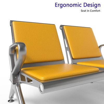 Mahmayi HF 2-Seater Outdoor Bench with Cushions, Seating with Anti Slip Rubber Pad, Ergonomic Design with Curved Armrest, Comfortable and Versatile for Office, Outdoor and Bank - Yellow