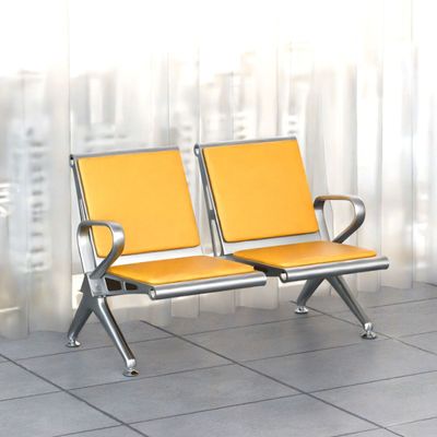Mahmayi HF 2-Seater Outdoor Bench with Cushions, Seating with Anti Slip Rubber Pad, Ergonomic Design with Curved Armrest, Comfortable and Versatile for Office, Outdoor and Bank - Yellow