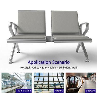 Mahmayi HF 2-Seater Outdoor Bench with Cushions, Seating with Anti Slip Rubber Pad, Ergonomic Design with Curved Armrest, Comfortable and Versatile for Office, Outdoor and Bank - Grey