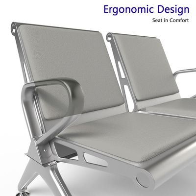 Mahmayi HF 2-Seater Outdoor Bench with Cushions, Seating with Anti Slip Rubber Pad, Ergonomic Design with Curved Armrest, Comfortable and Versatile for Office, Outdoor and Bank - Grey