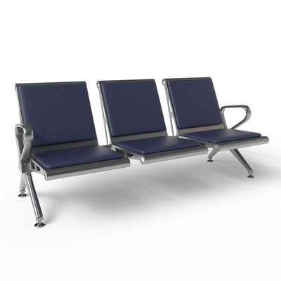 Mahmayi HF 3-Seater Outdoor Bench with Cushions, Seating with Anti Slip Rubber Pad, Ergonomic Design with Curved Armrest, Comfortable and Versatile for Office, Outdoor and Bank - Blue