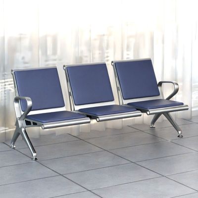 Mahmayi HF 3-Seater Outdoor Bench with Cushions, Seating with Anti Slip Rubber Pad, Ergonomic Design with Curved Armrest, Comfortable and Versatile for Office, Outdoor and Bank - Blue