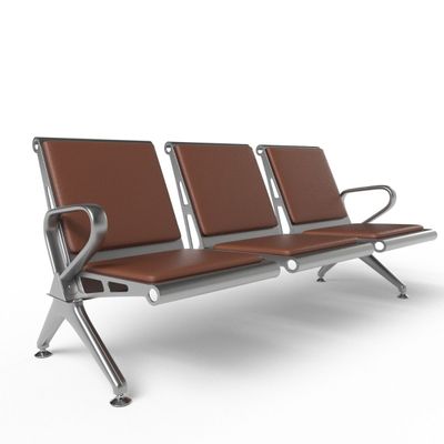 Mahmayi HF 3-Seater Outdoor Bench with Cushions, Seating with Anti Slip Rubber Pad, Ergonomic Design with Curved Armrest, Comfortable and Versatile for Office, Outdoor and Bank - Brown
