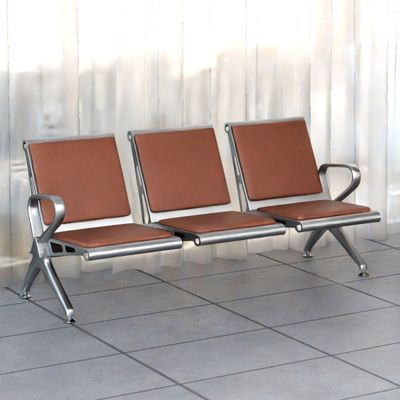 Mahmayi HF 3-Seater Outdoor Bench with Cushions, Seating with Anti Slip Rubber Pad, Ergonomic Design with Curved Armrest, Comfortable and Versatile for Office, Outdoor and Bank - Brown