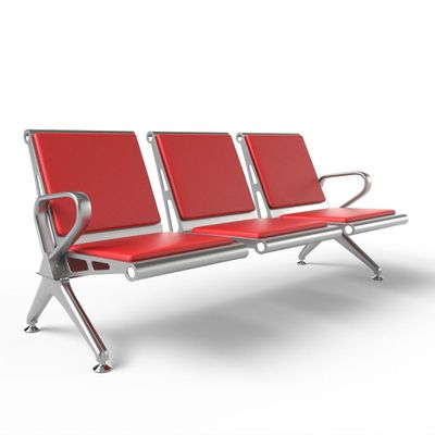 Mahmayi HF 3-Seater Outdoor Bench with Cushions, Seating with Anti Slip Rubber Pad, Ergonomic Design with Curved Armrest, Comfortable and Versatile for Office, Outdoor and Bank - Red