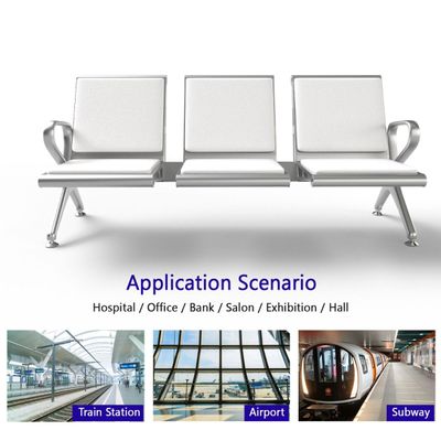 Mahmayi HF 3-Seater Outdoor Bench with Cushions, Seating with Anti Slip Rubber Pad, Ergonomic Design with Curved Armrest, Comfortable and Versatile for Office, Outdoor and Bank - White