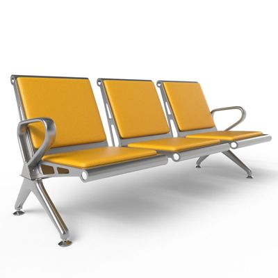 Mahmayi HF 3-Seater Outdoor Bench with Cushions, Seating with Anti Slip Rubber Pad, Ergonomic Design with Curved Armrest, Comfortable and Versatile for Office, Outdoor and Bank - Yellow