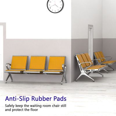 Mahmayi HF 3-Seater Outdoor Bench with Cushions, Seating with Anti Slip Rubber Pad, Ergonomic Design with Curved Armrest, Comfortable and Versatile for Office, Outdoor and Bank - Yellow