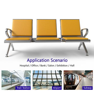 Mahmayi HF 3-Seater Outdoor Bench with Cushions, Seating with Anti Slip Rubber Pad, Ergonomic Design with Curved Armrest, Comfortable and Versatile for Office, Outdoor and Bank - Yellow