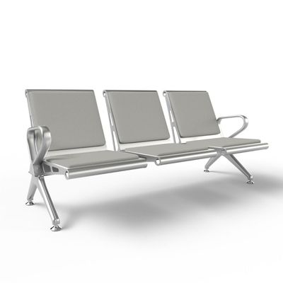 Mahmayi HF 3-Seater Outdoor Bench with Cushions, Seating with Anti Slip Rubber Pad, Ergonomic Design with Curved Armrest, Comfortable and Versatile for Office, Outdoor and Bank - Grey