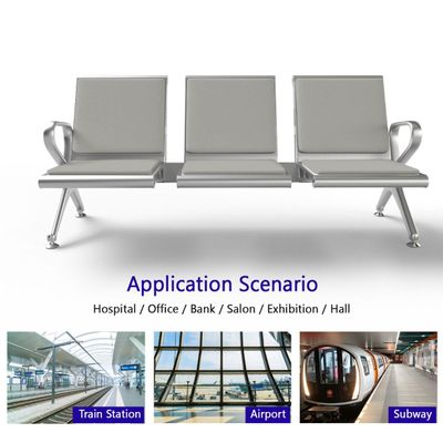 Mahmayi HF 3-Seater Outdoor Bench with Cushions, Seating with Anti Slip Rubber Pad, Ergonomic Design with Curved Armrest, Comfortable and Versatile for Office, Outdoor and Bank - Grey
