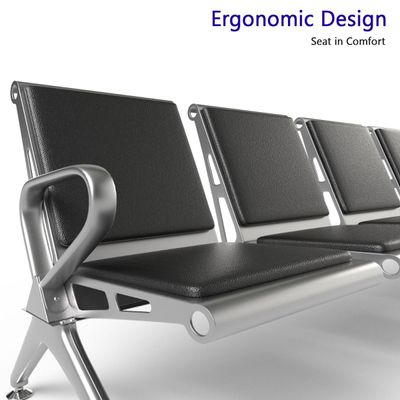 Mahmayi HF 4-Seater Outdoor Bench with Cushions, Seating with Anti Slip Rubber Pad, Ergonomic Design with Curved Armrest, Comfortable and Versatile for Office, Outdoor and Bank - Black