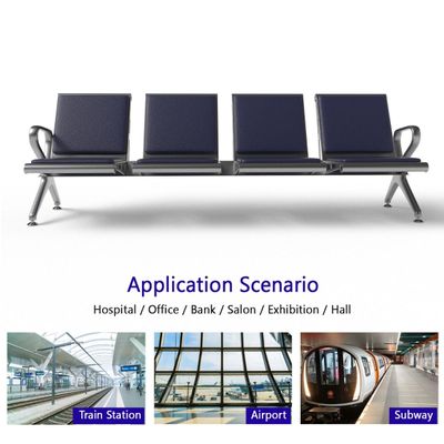 Mahmayi HF 4-Seater Outdoor Bench with Cushions, Seating with Anti Slip Rubber Pad, Ergonomic Design with Curved Armrest, Comfortable and Versatile for Office, Outdoor and Bank - Blue