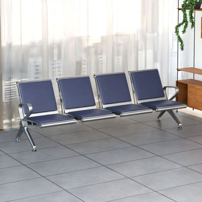 Mahmayi HF 4-Seater Outdoor Bench with Cushions, Seating with Anti Slip Rubber Pad, Ergonomic Design with Curved Armrest, Comfortable and Versatile for Office, Outdoor and Bank - Blue