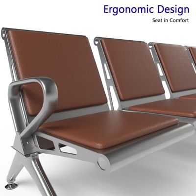 Mahmayi HF 4-Seater Outdoor Bench with Cushions, Seating with Anti Slip Rubber Pad, Ergonomic Design with Curved Armrest, Comfortable and Versatile for Office, Outdoor and Bank - Brown
